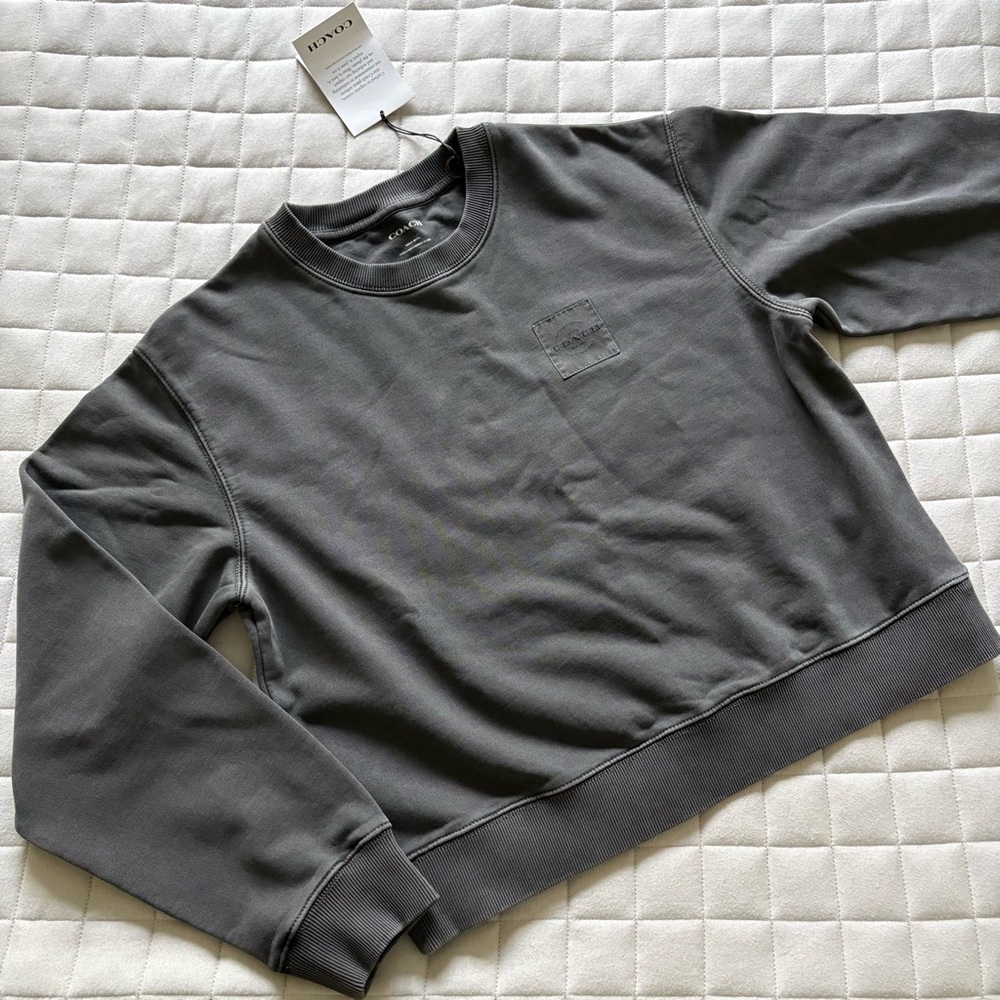 Coach Women’s Smoke Gray Crew Neck Sweater